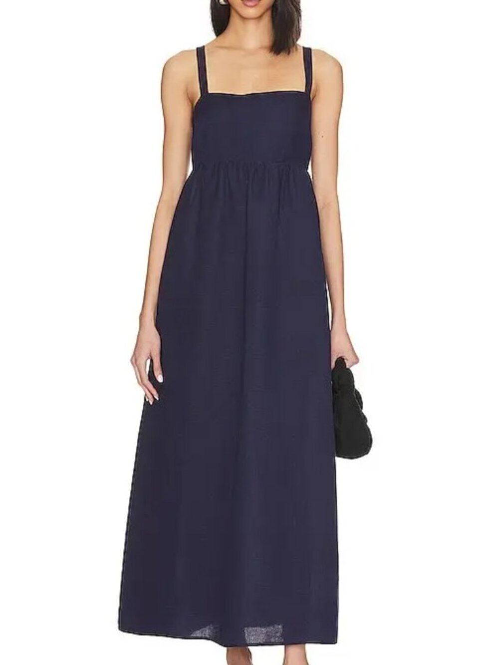 L'Agence Jessamy Empire Waist Linen Blend Maxi Dress Navy New With Tags Size 6